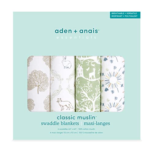 aden + anais essentials (エイデンアンドアネイ エッセンシャルズ) 【日本正規品】ベビー ギフト 出産祝い おくるみ 4枚セット 新生児 夜泣き対策 harmony 4-pac