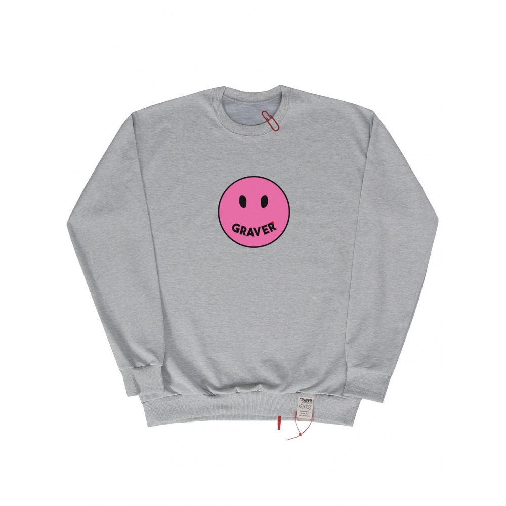GRAVER ビッグドット ピンクスマイル マンツーマングレー