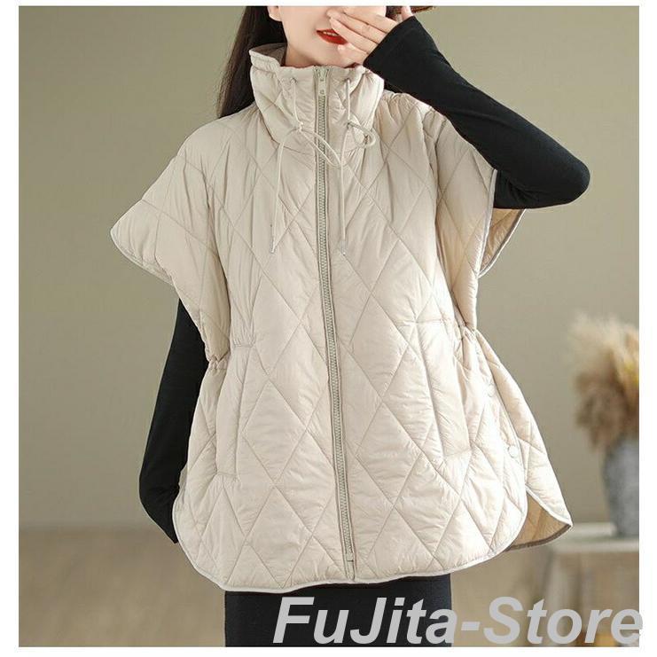 ベスト レディース キルティングベスト 中綿ベスト 秋 冬 ライトアウター トップス 前開きベスト ノースリーブ ハイネック 羽織 カーディガン キレイめ 軽い