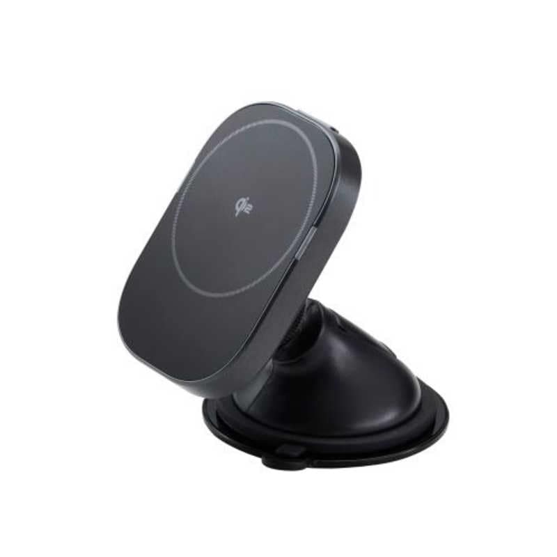 エレコム　ELECOM　ワイヤレス充電器 Qi2マグネット スマホホルダー 15W 高速充電 ダッシュボード対応 強力ゲル吸盤 片手操作 (MagSafe 対応 iPhone)　W-QC12BK