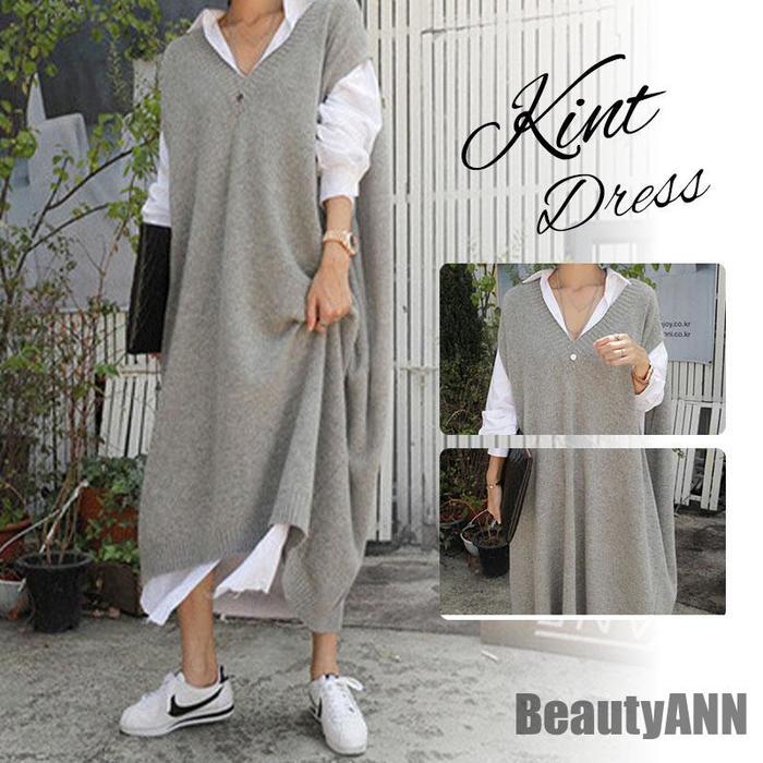 新生活 ニットベスト レディース ベストワンピース ロング トップス プルオーバー ゆったり レイヤード セーター ノースリーブ 体型カバー カジュアル プレゼント ギフト 冬物 秋冬 秋物 5,702円