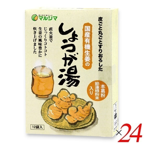 生姜湯 無添加 粉末 国産有機生姜のしょうが湯 箱入240g(20g12) 24個セット