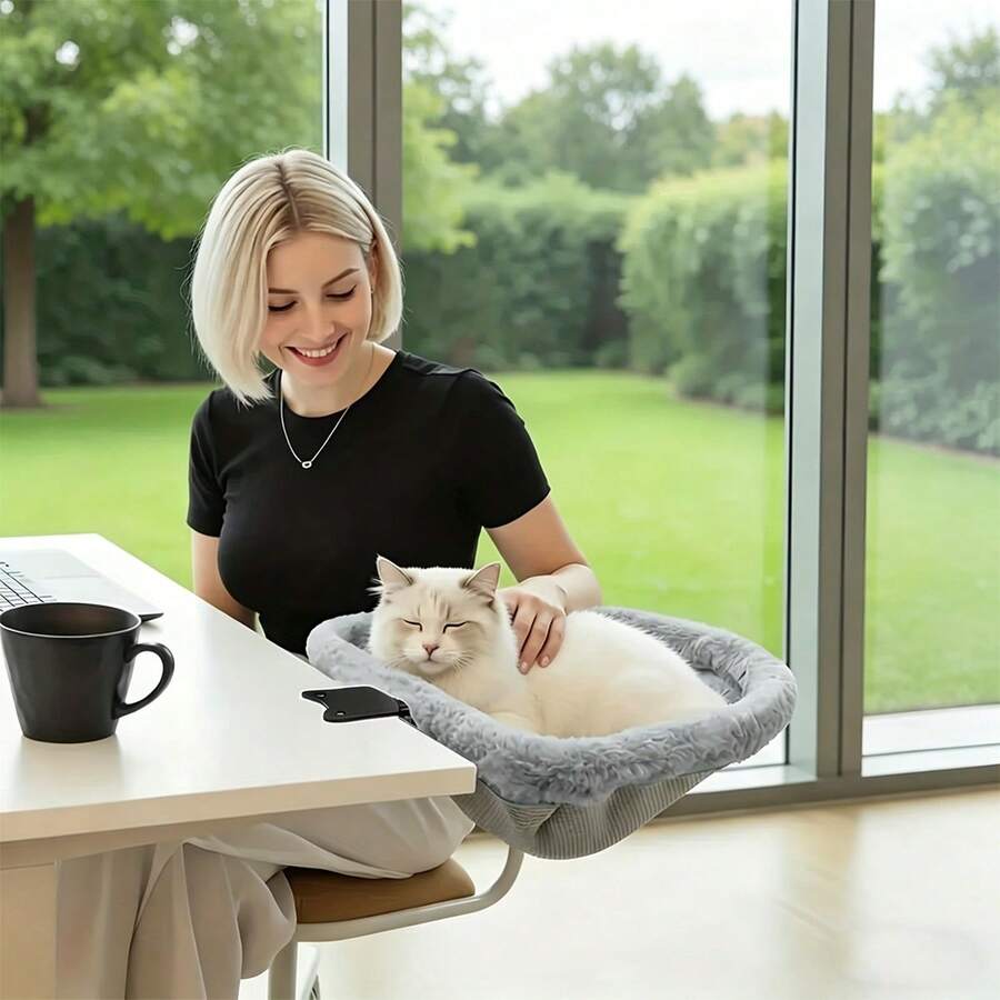 デスクトップ用ぬいぐるみ猫ベッド室内快適な猫のとまり木折りたたみ式省スペースデザインデスクやホームオフィスに適しています