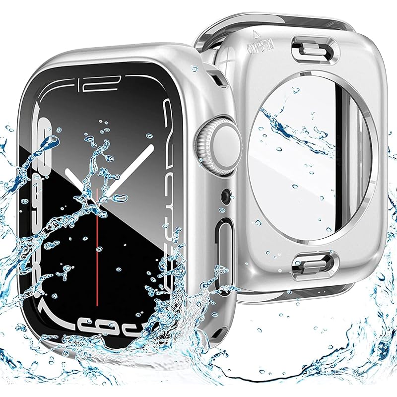 【2023強化版】AMAPC for Apple Watch ケース 360度全面防水 バンド 水泳スポーツ専用 ガラスフィルム 一体型 apple watch 用 カバー 360フルボディ防水 ア