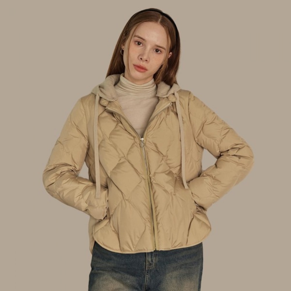 (リアーナニューヨーク) フード付きニットキルトグースダウンジャンパー RRJPJP710