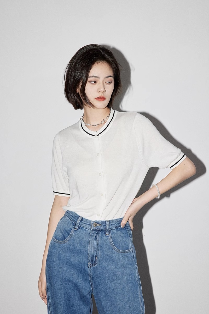 半袖 カーディガン 通気性 通勤 五分袖 トップス トップス カーディガン 袖あり 5分袖 五分袖 ラウンドネック かわいい 大人可愛い きれいめ シンプル カジュアル 大人 上品 おしゃれ お洒落