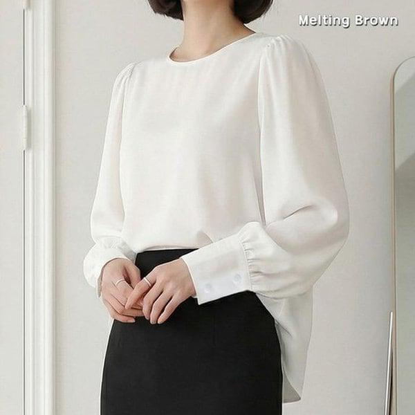 女性ラウンドネックパフブラウスT09 4,065円