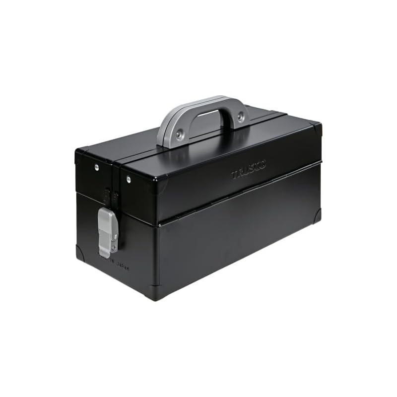 即納：トラスコ中山(TRUSCO) 両開きツールボックス 二段式 つや消しブラック W370×D185×H215mm CTD-370-MBK
