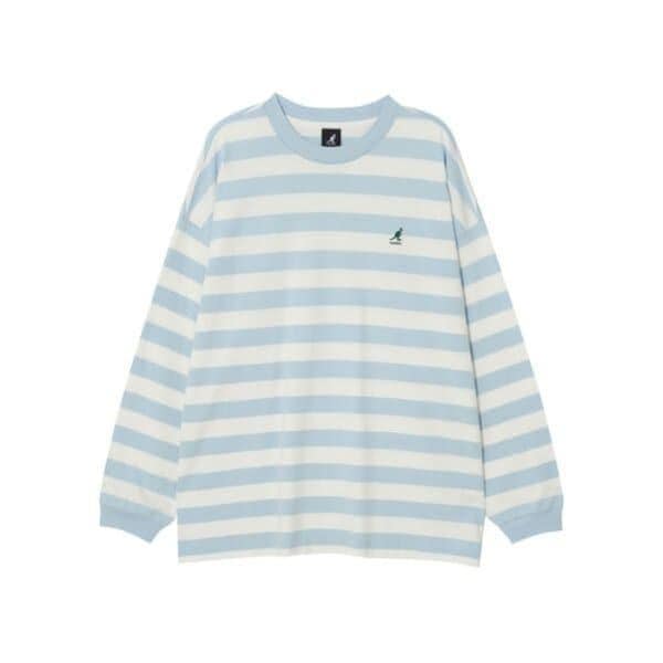 M 長袖Tシャツ CQK KREC-LT353605S 遊び心のあるストライプTシャツ 3536 スカイブルー