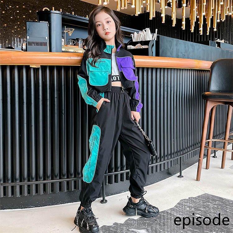 派キッズダンス衣tシャツズボンセットアップヒップホップ子服練習着ダンスウェアジュニア発表会ステージ衣女の子舞台服人気今日は30パーセント