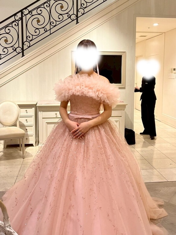 実例写真！ 取り外し可能なオフショルダー のみ ソフトチュール 色直し 花嫁 前撮り