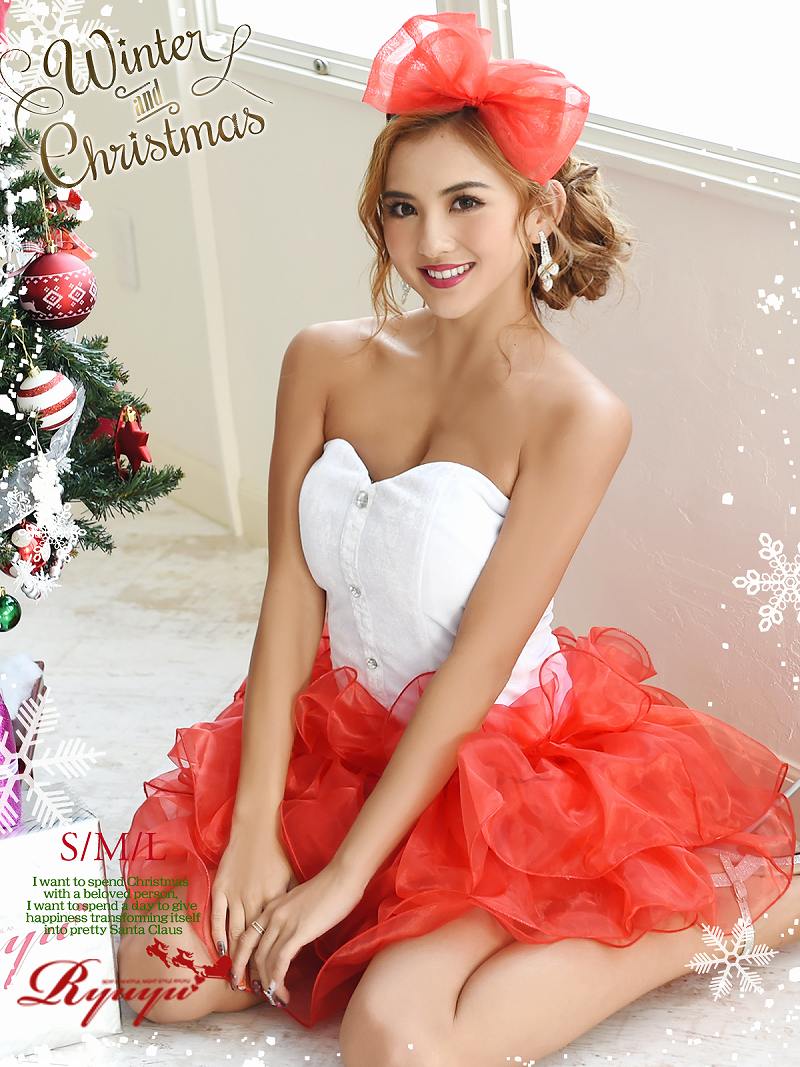 赤 サンタ クリスマス イベント コスプレ ベア チュチュスカート キャバ嬢 コスチューム キャバドレス Ryuyu
