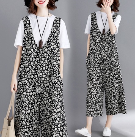 サロペット モテアイテム ゆったり ノースリーブ Uネック ワイド 通気性 可愛い きれいめ カジュアル 上品 おしゃれ お洒落 レトロ アジアン 女子 ラブリー キュート ガーリー