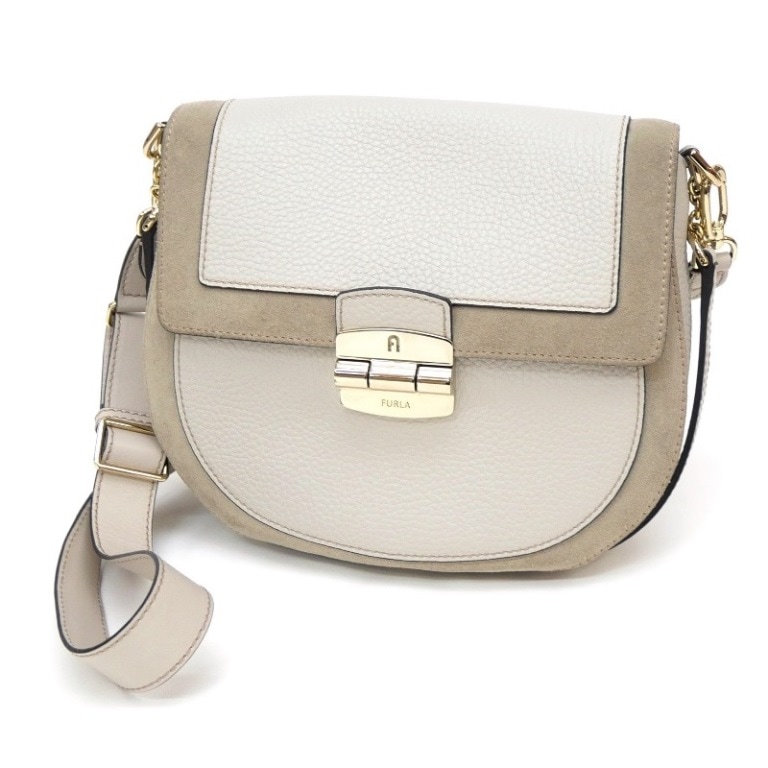 フルラ FURLA ショルダーバッグ CLUB 2 S CROSSBODY グレージュ レザースエード 【中古】(64892)