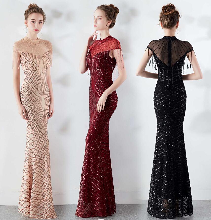 S~2XL 高品質 ウェディングドレス お花嫁 パーティードレス タイトワンピース ヒップラップ スパンコール キラキラドレス ロングドレス キャバドレス 披露宴 二次会 イブニングドレス マーメイド