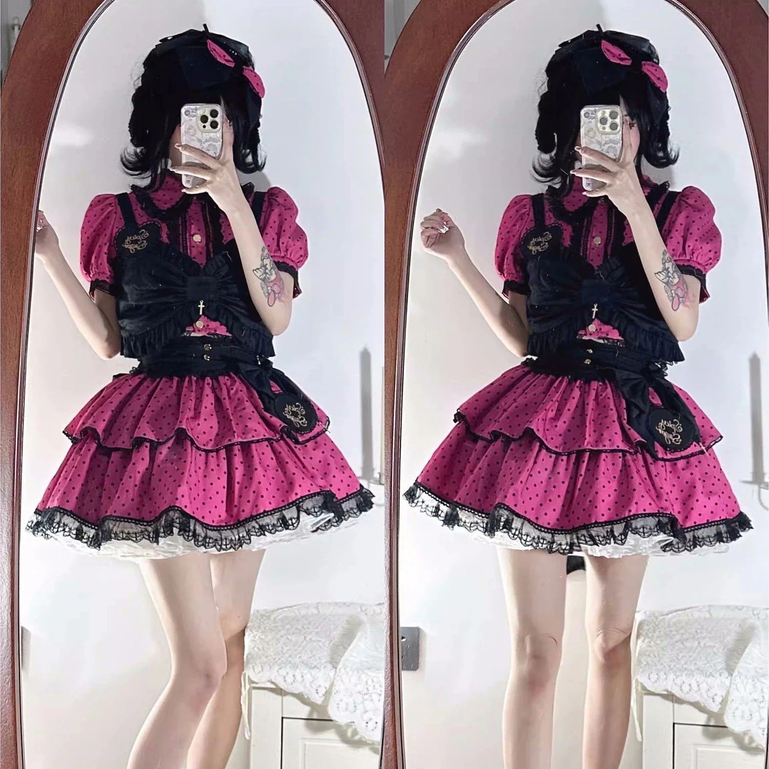 今年人気のロリータSALE スパイシーキャンディスプリットロリータセット愛されドッキングワンピース 公演着 ドレス