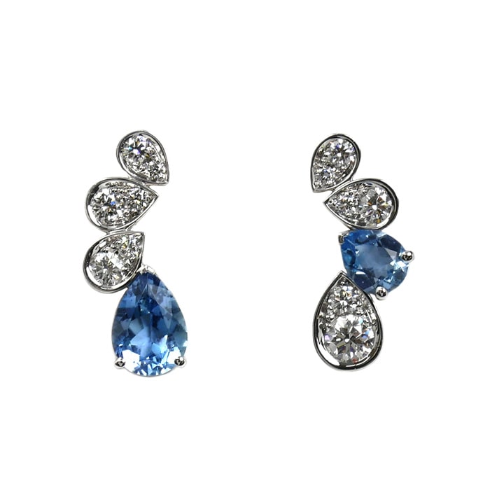 Chaumet ショーメ K18WG ホワイトゴールド ジョゼフィーヌ ロンド デグレット ピアス 084377 アクアマリン ダイヤモンド 3.6g レディース 中古 美品