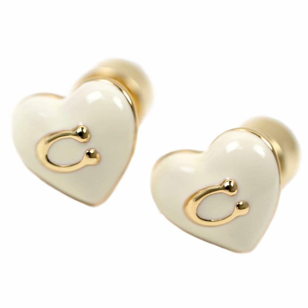 コーチ アクセサリー ピアス レディース ホワイト ゴールド ハート COACH RESIN HEART C STUD EARRING WHITE/GOLD WOMENS 37479226GLD100