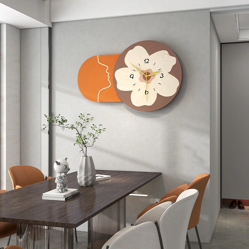 掛け時計 花柄 モダン アーティスティック アナログ 木製 おしゃれ かわいい インテリア 北欧 壁掛け 時計 ウォール クロック 暖色系 4-7 8,946円