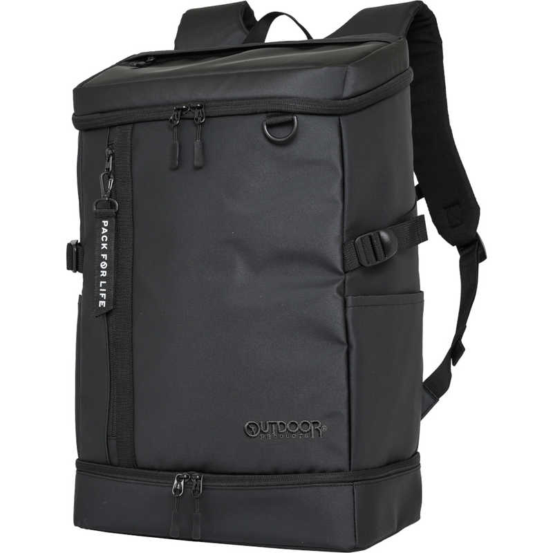 OUTDOOR　ボックスリュック スクールリュック 通学 通勤 大容量 35L 2層タイプ 15.6インチ PC対応 撥水 ブラック/ブラック　OD-11194-BKBK