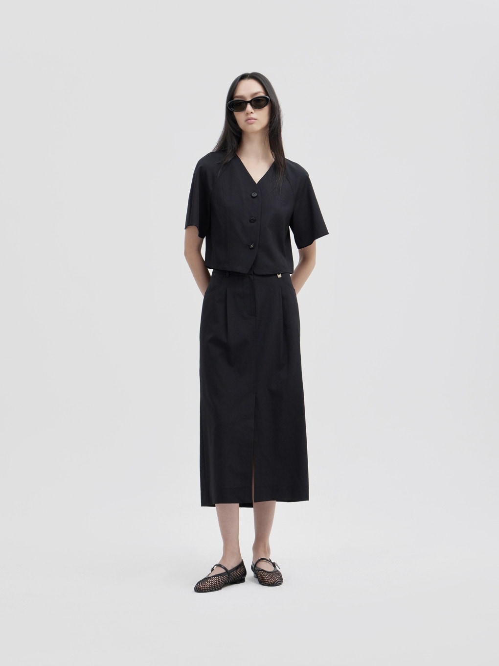 カラーレス クロップ ブラウス