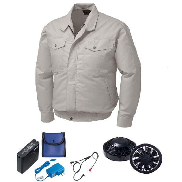 KU91710 空調服 綿/ポリ混紡 制電 FAN2200B/LISUPER1 シルバー 4L