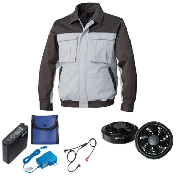 KU91920 空調服 綿厚手 脇下マチ付 FAN2300B/LISUPER1 銀xダークグレーLL