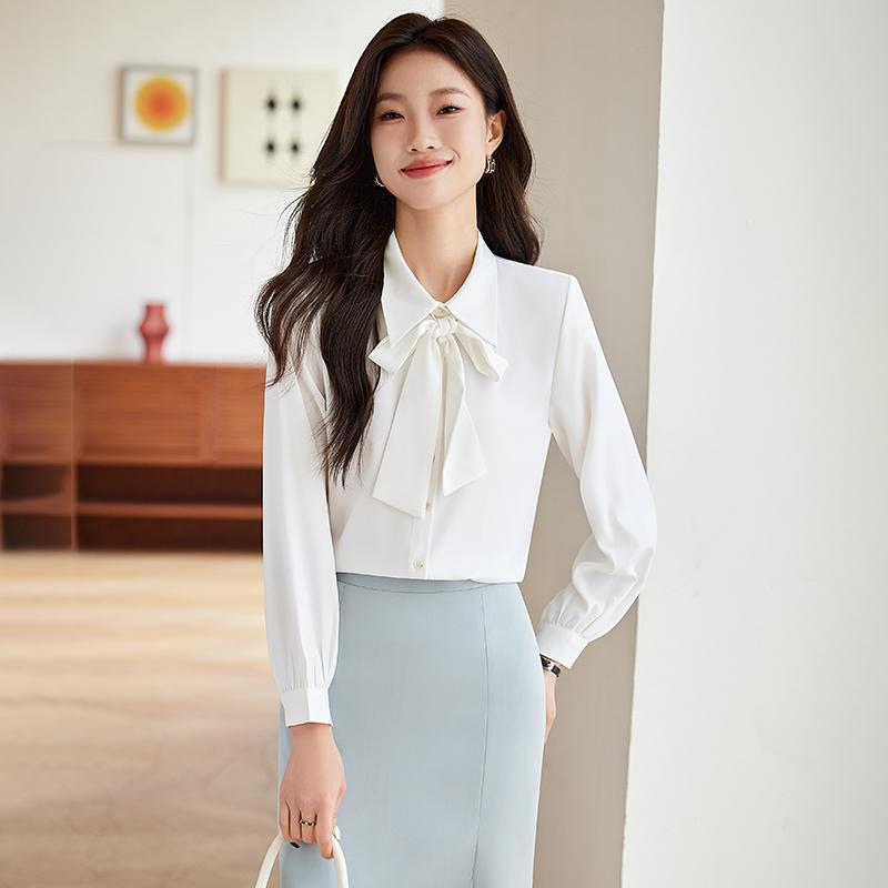 ブラウス 白 シャツ レディース 春秋 西洋風 スモール トップス カジュアル 通勤 フォーマル 快適 シンプル オフィス