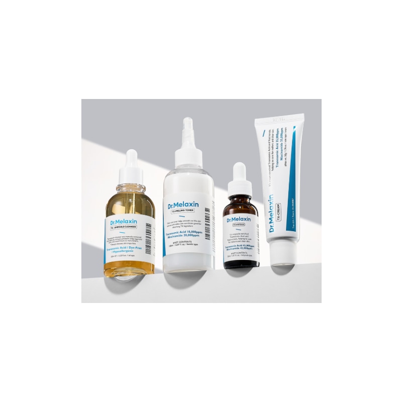 TXフルケアセット/トラネキサム酸(TX)シミ/美白ライン/ティーエックスアンプルクレンザー - 100mlピーリングトナー - 150mlティーエックスアンプルアールエックス - 30mlティ