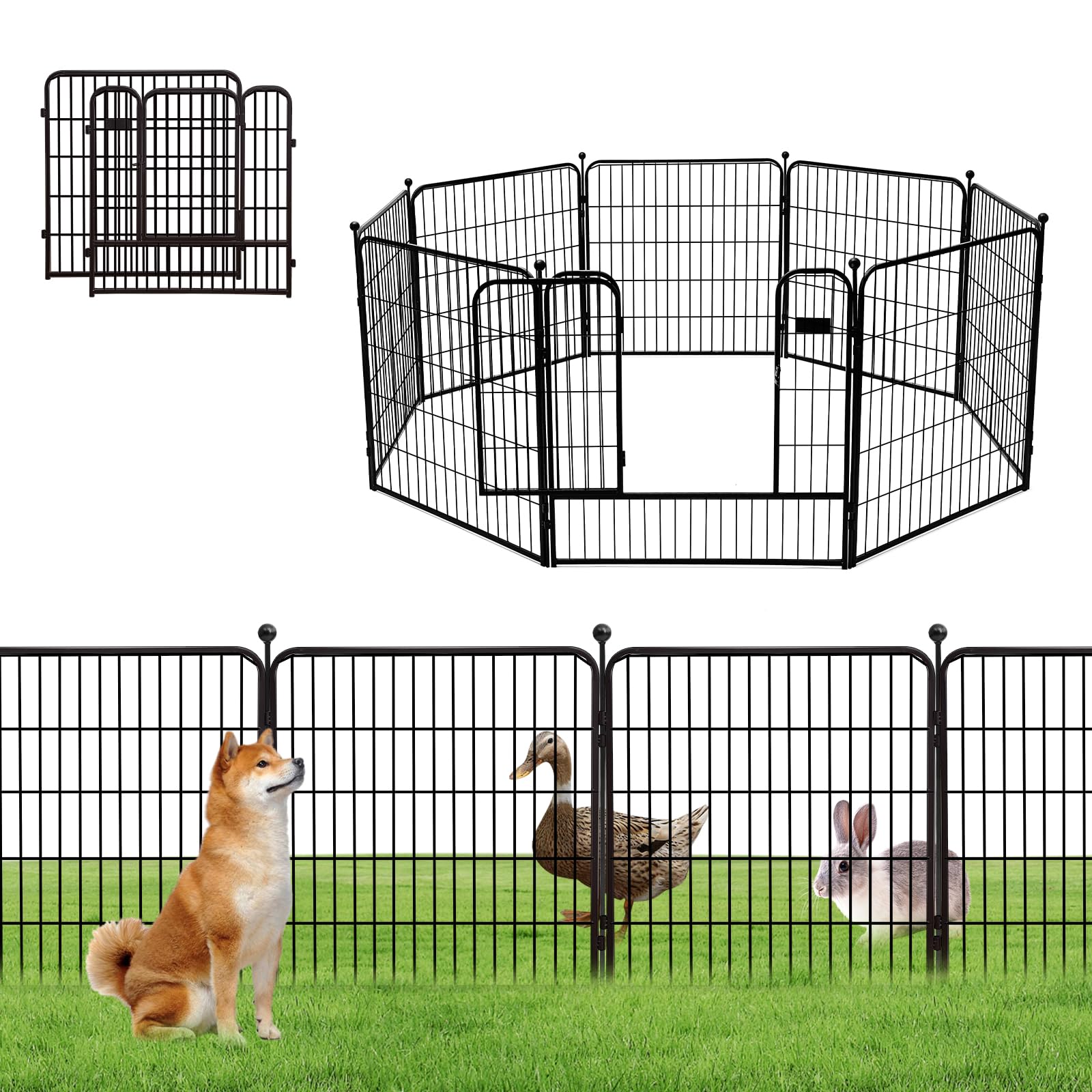 犬 サークル 中大型犬用 犬 ケージ ペットフェンス ペットサークル 犬 ゲージ 幅150*奥行75*高80cm パネル6枚 スチール製 全成長期使用可 複数連結可能 折り畳み式 組立簡単 (ブラック