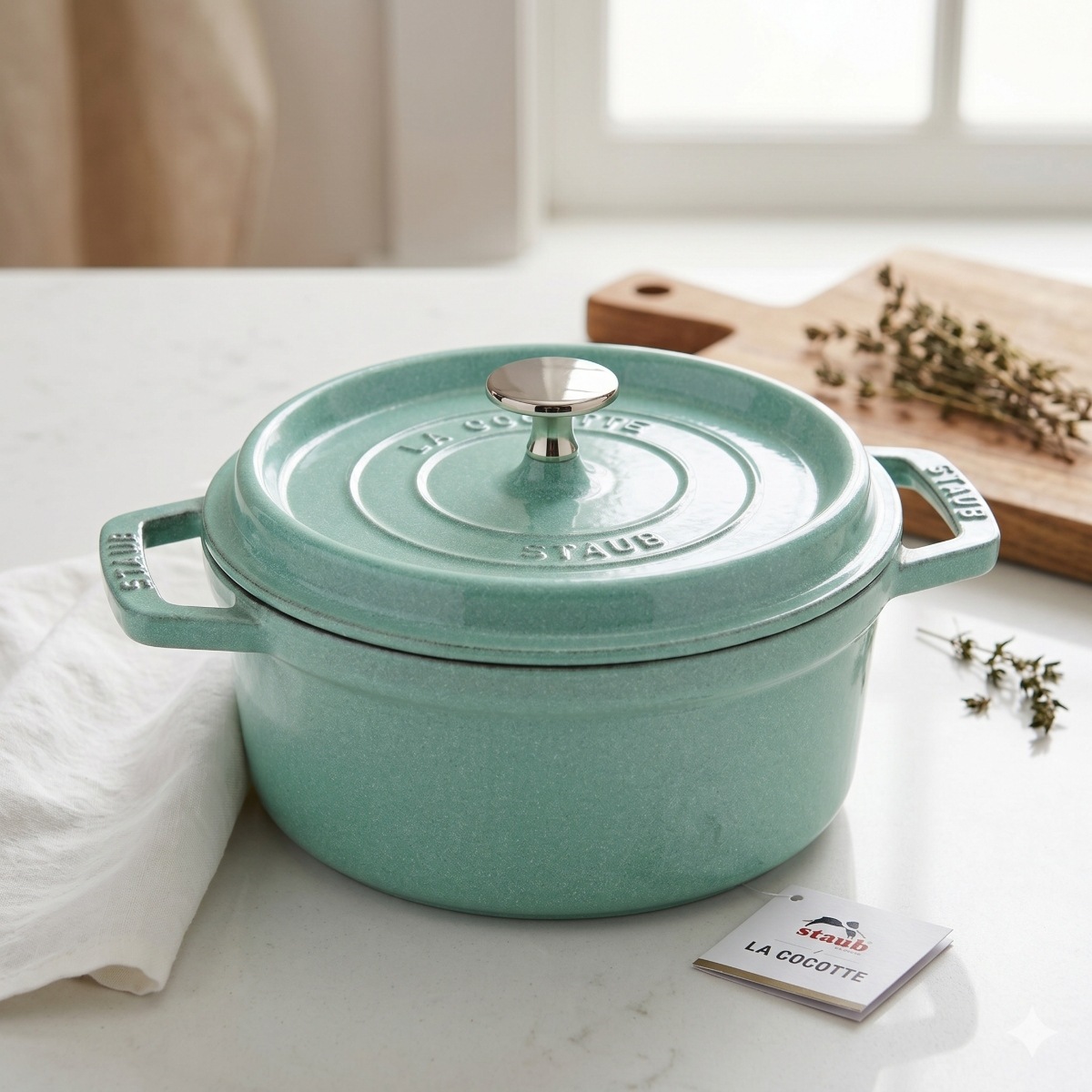 staub ストウブ ピコ ココット ラウンド セージグリーン 18cm 両手 鋳物 ホーロー 鍋 IH対応 La Cocotte Round 40508-401