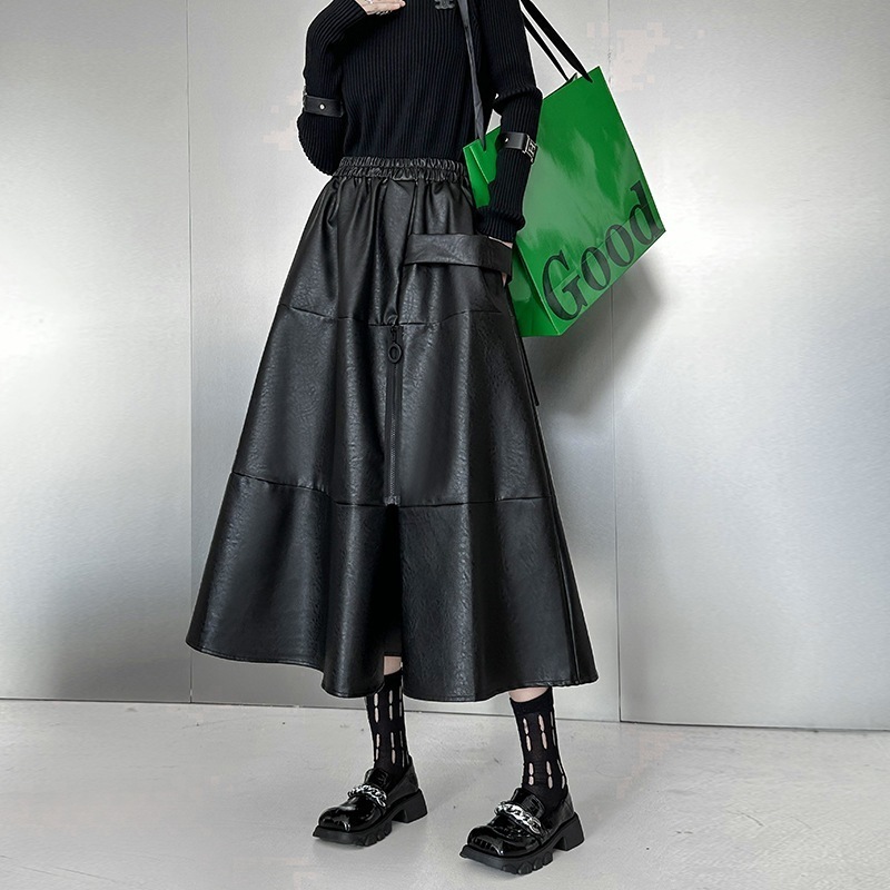 プリーツスカート/ミニスカート山本暗黒風ファスナー付きスカート女性秋冬新作ゆったりとしたデザイン感小衆洋気a字スカート