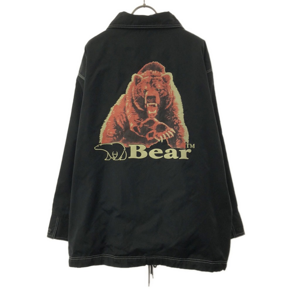 ベアー 90s バックプリント コーチジャケット ナイロンジャケット ブラック Bear オールド メンズ