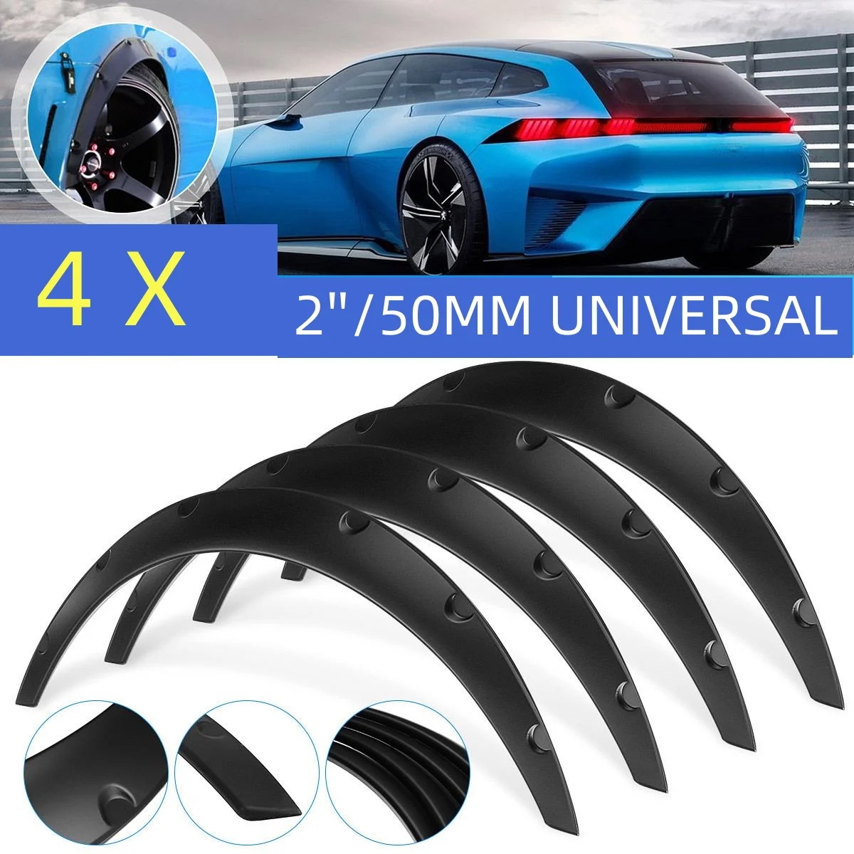 ユニバーサル 4x 車両用ホイールアーチフェンダーフレア 泥除け スプラッシュガード ホイールアイブロー BMW・ベンツ・VW・アウディ・フォード対応 輸入品