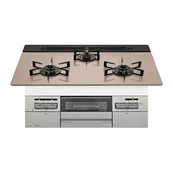 都市ガス用 75cm天板ビルトインコンロ Mikke ミッケ N3WV7RWAP3SIC-13A シルバーピンク