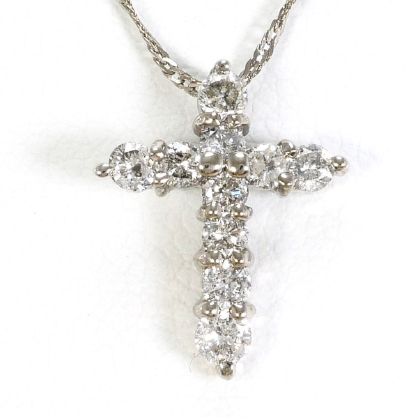 K18 18金 WG ホワイトゴールド ネックレス ダイヤ 0.30 約43cm ジュエリー 中古