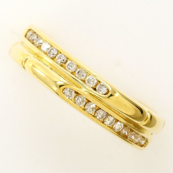 K18 18金 YG リング 指輪 14号 ダイヤ 0.24 カード鑑別書 ジュエリー 中古