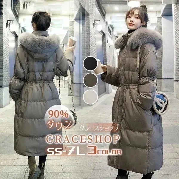 ダウンコート レディース ロング ベンチコート ハイネックコート フード アウター 大きいサイズ ダウンジャケット 90％ダウン シンプル 冬服 柔らかい 無地 ロングコート 暖かい 防寒性抜群！ 3
