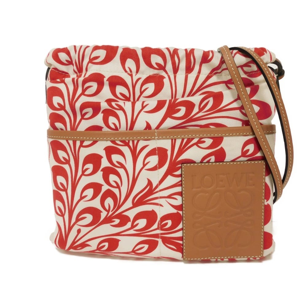 【中古】 ショルダーバッグ アナグラム 鳥 カエル レッド 巾着 ドローストリング ポシェット ウィリアム ド モーガン 303.49.W11