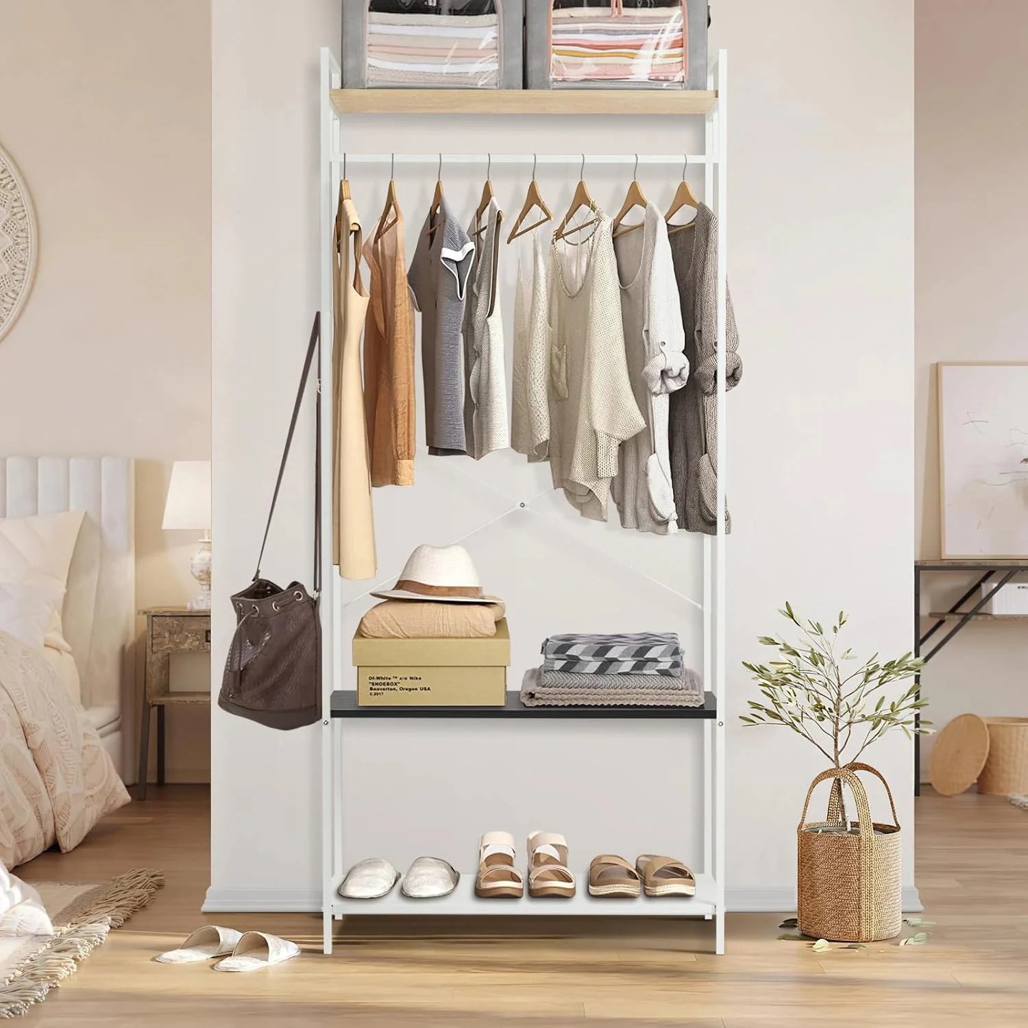 fusehome ハンガーラック スリム スラックスハンガー クローゼット スチールラック 幅80×奥行45×高さ180cm コートハンガー 頑丈 洋服ラック パイプハンガー おしゃれ 服掛け 耐荷重