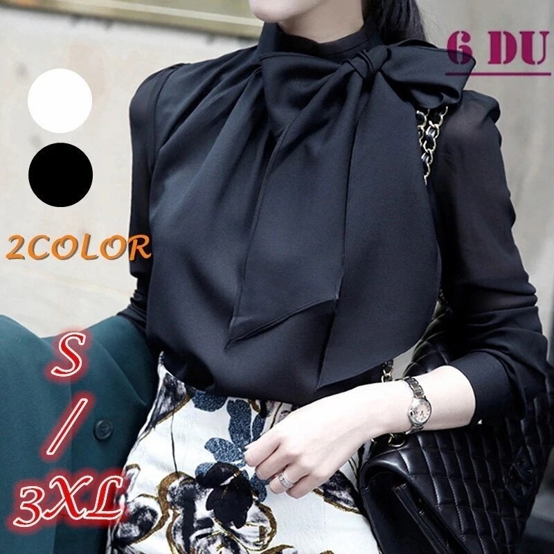 ボウタイつき シ 着痩せ ブラウス エレガント 長袖 雑誌で紹介されました満足度90