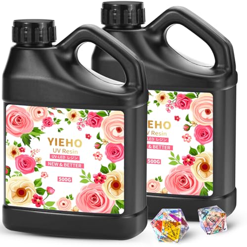 YIEHO UV レジン液1000g, 大容量アップグレードされた超透明で硬いUV レジン液速硬化-レジン初心者向け Resin UV/LED対応DIYハンドメイドジュエリー, 工業用鋳造樹脂アートワ