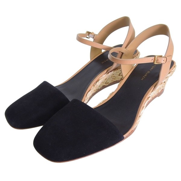 トリーバーチ 靴 レディース サンダル アウトレット 24cm スエード ブラック CLOSED TOE MID ESPADRILLE 150763-00624 TORY BURCH