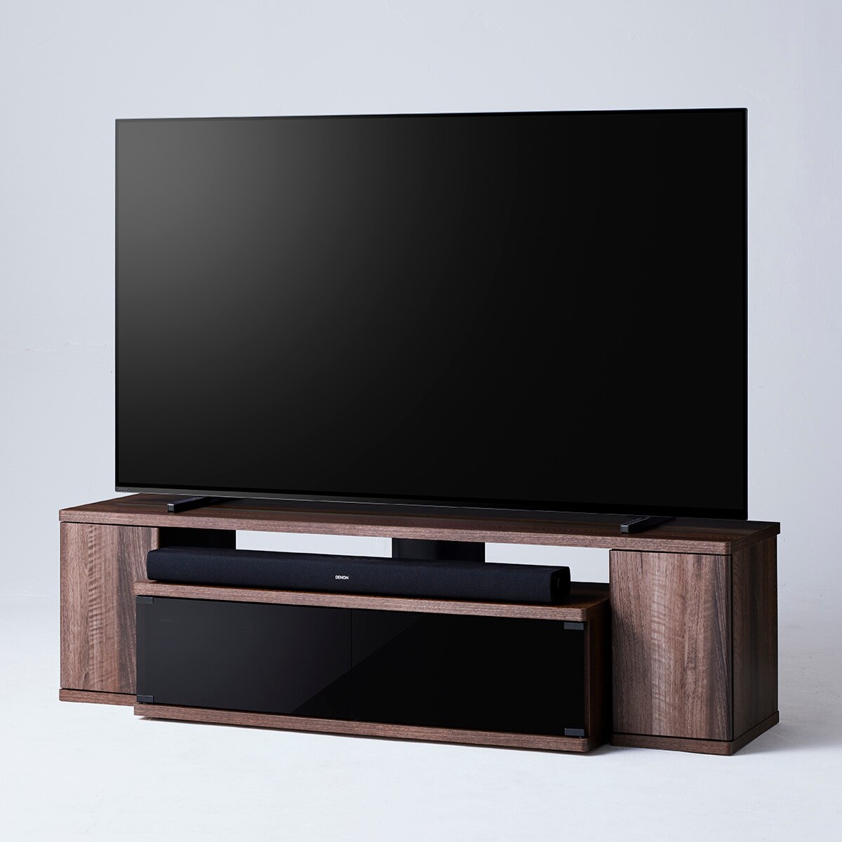 テレビ台 ローボード サウンドバーラック 65V型対応 幅150cm テレビボード TV台 TVボード テレビラック AVボード テレビ 収納 リビング収納 棚 シンプル 木目調 ブラック