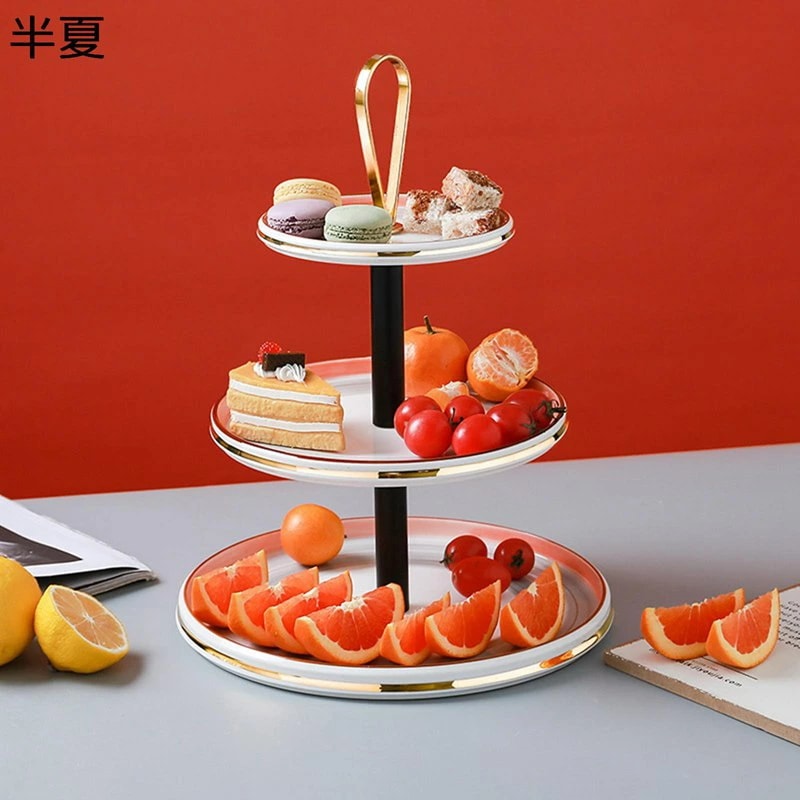 デザートラック カップケーキスタンド ケーキ陳列台 3段 おしゃれ セラミック ウェディングプレート 食器 お菓子 アフタヌーンティー ウエディング 宴会 クリスマス パーティー コンパクト プラッタ