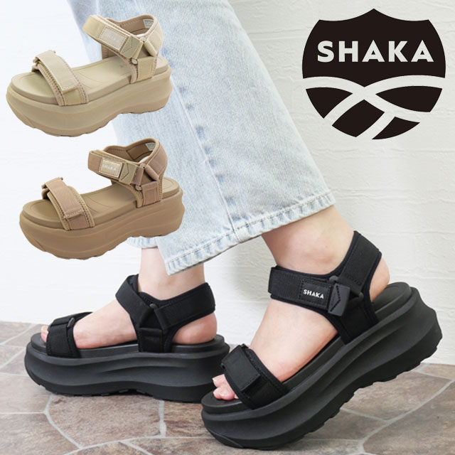 シャカ レディース 厚底 サンダル ネオ バンジー S チャンキー GES スポーツサンダル チャンキーソール スポサン プラットフォームサンダル カジュアルシューズ SK-323 リネン ブラック