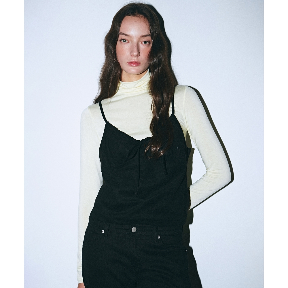 ニック&ニコールスエードビスチェストリングトップ_ブラック