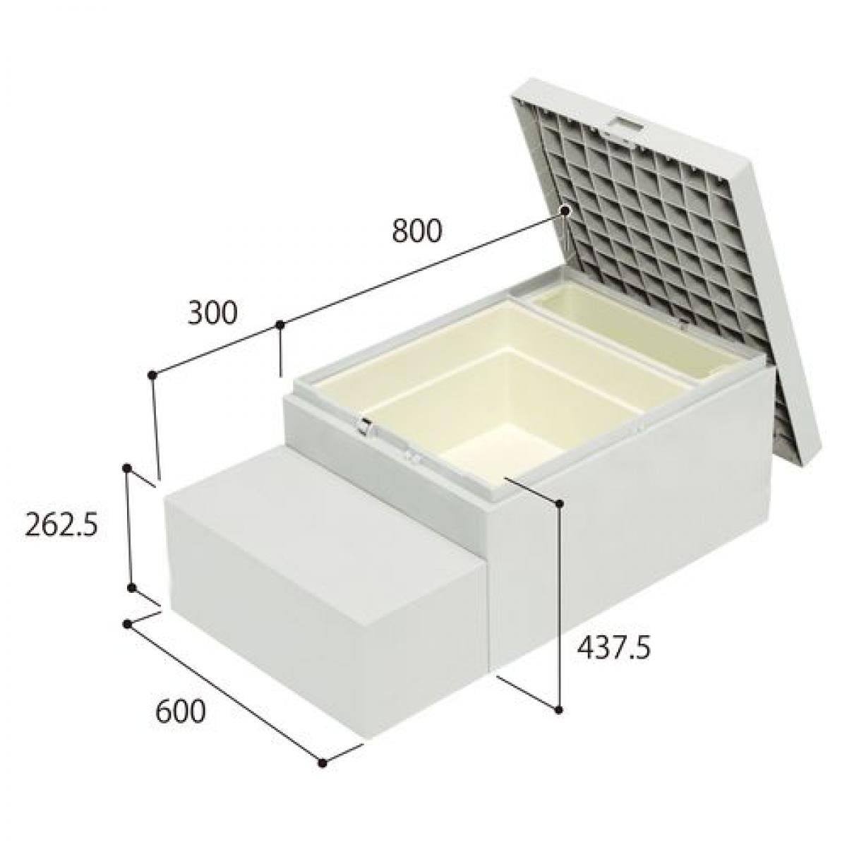 【I】城東テクノ(JOTO) ハウスステップ CUB-A8060S-H1 収納庫２個付き 小ステップ付き HOUSESTEP ライトグレー【代引不可】【時間指定不可】