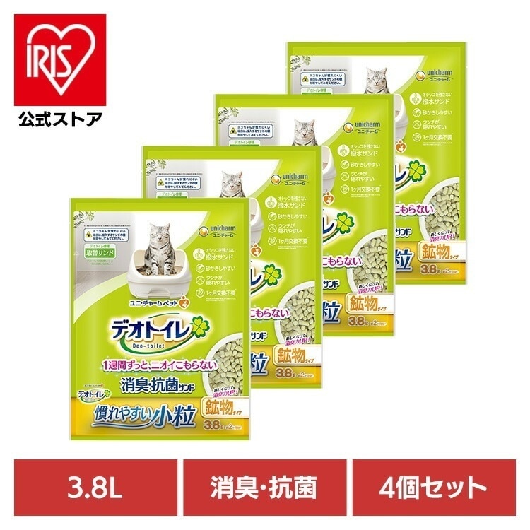 【人気商品】【4個セット】ユニチャーム 取替サンド デオトイレ 消臭・抗菌サンド 慣れやすい小粒 3.8L unicharm