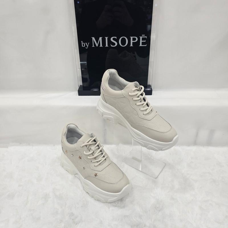 By 女性 星 ステッチ ポイント スニーカー 112HT330DH021 IVORY 3 JJ